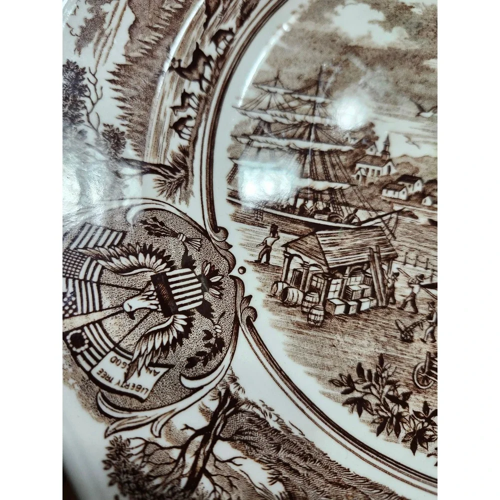 Royal Staffordshire American Legend J.&G Meakin England Brown Transferware Plate